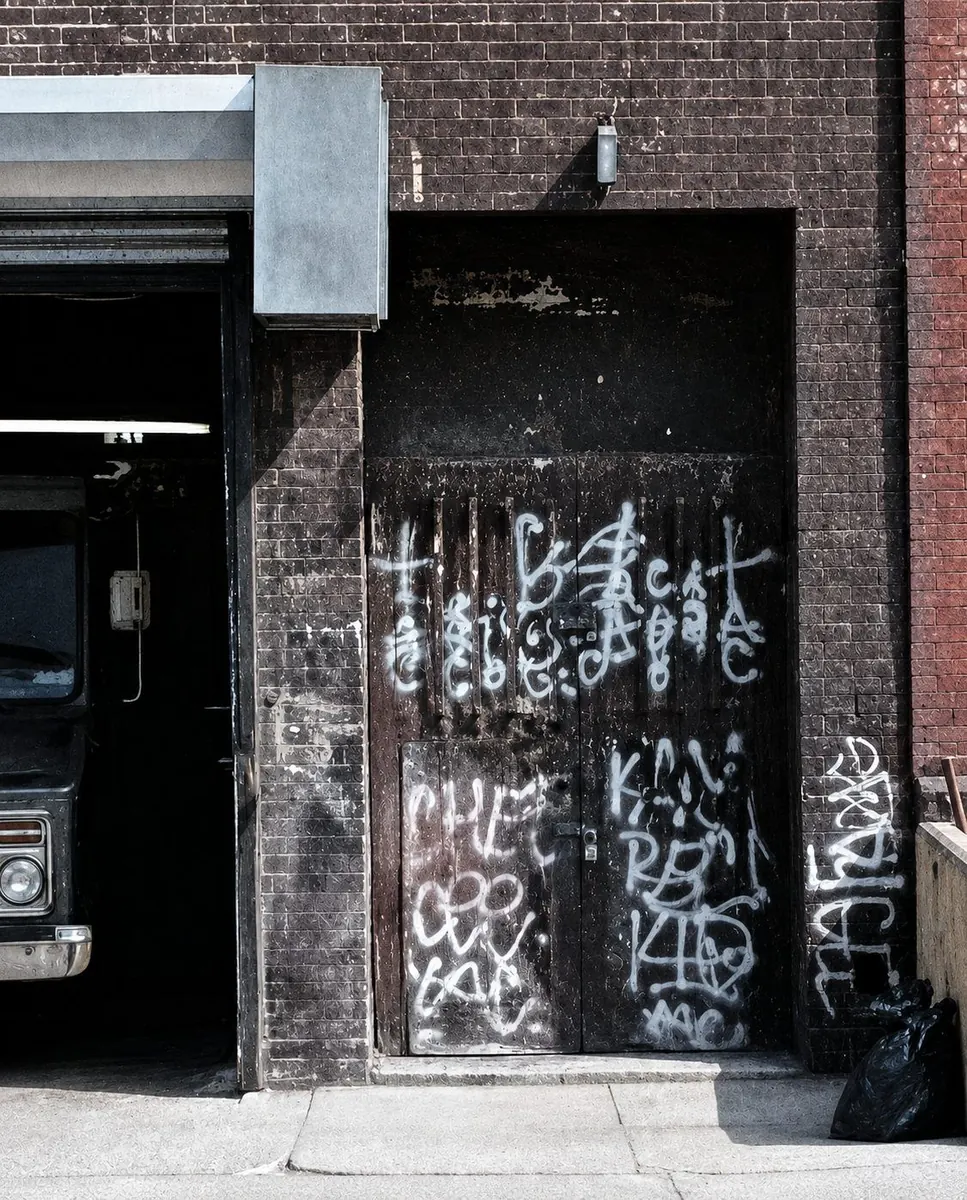 709 Sackett Street — steel facade with graffiti
