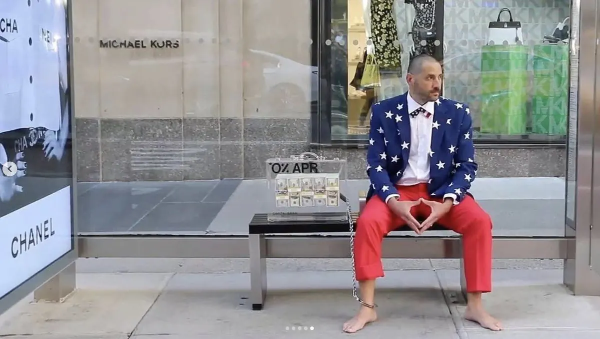 Capitalist Man — bench outside Chanel, 0% APR